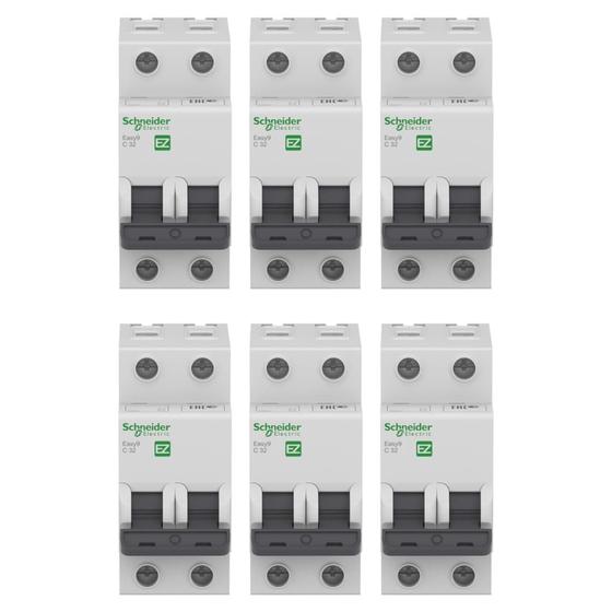 Imagem de Kit 6 Disjuntor Schneider Mini Curva C 40a 3ka 220/380v