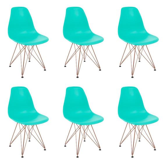 Imagem de Kit 6 Eiffel Eames Jantar Azul Tiffany Ferro Cobre