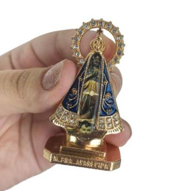 Imagem de Kit 6 Enfeites Nossa Senhora Aparecida dourado com resplendor tradicional