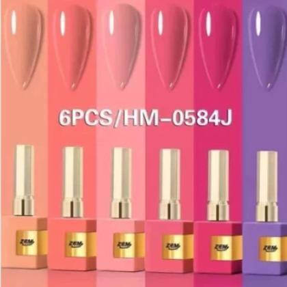 Imagem de KIT 6 Esmalte Gel Led Uv Zem Nail Gel Soak Off Color Coat 15 ml Uv/Led Novas Cores