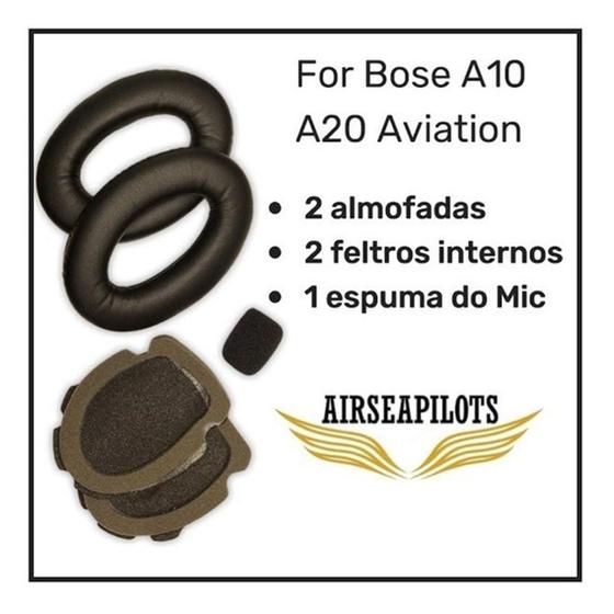 Imagem de Kit 6 Espumas Reposição Headset Bose A10 A20 Com Espuma do Microfone 