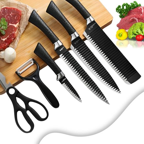 Kit 6 Facas Shark Tubarão Em Inox Carne Sushi Profissional Menor preço em Kit 6 Facas Shark Tubarão Em Inox Carne Sushi Profissional