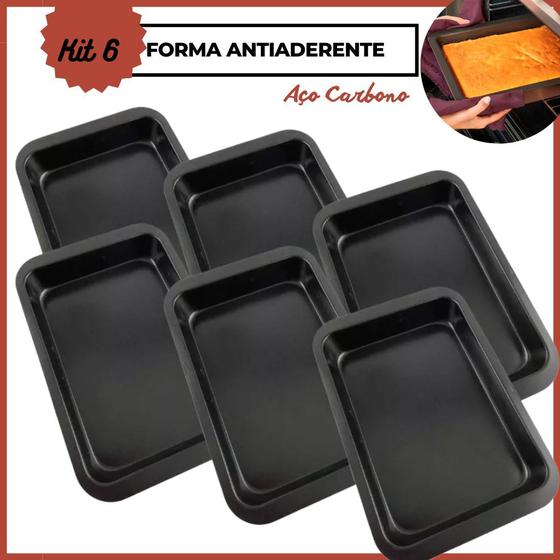 Imagem de Kit 6 Forma Assadeira Antiaderente Aço Carbono