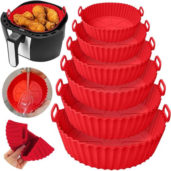 Imagem de Kit 6 Forma de Silicone para Air Fryer Antiaderente Cesto Fritadeira Elétrica Micro-Ondas Forno Reutilizável Flexível - Helianthus Store