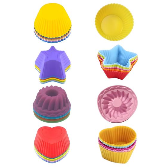 Imagem de Kit 6 formas moldes silicone para cupcake mini bolo muffin