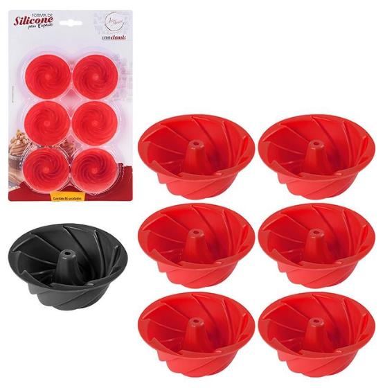 Imagem de Kit 6 Forminha De Silicone Mini Cupcake Bolo Muffin Com Furo