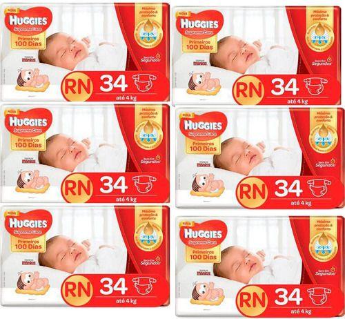 Kit 6 Fralda Infantil Huggies Rn Supreme Care Menor preço em Kit 6 Fralda Infantil Huggies Rn Supreme Care