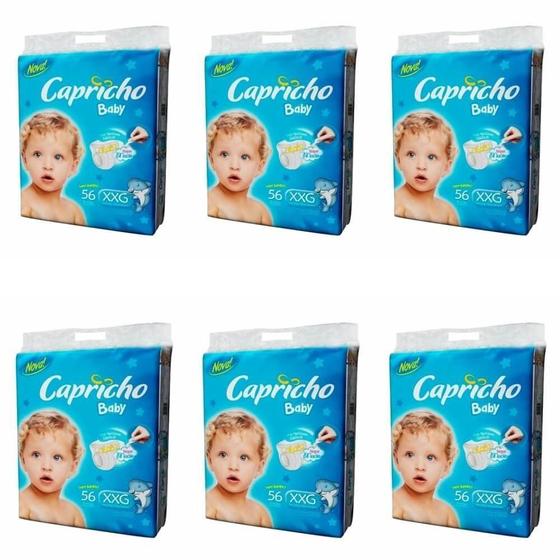 Imagem de KIT 6 FRALDAS CAPRICHO BABY SUPER JUMBO XXG - 56 unidades