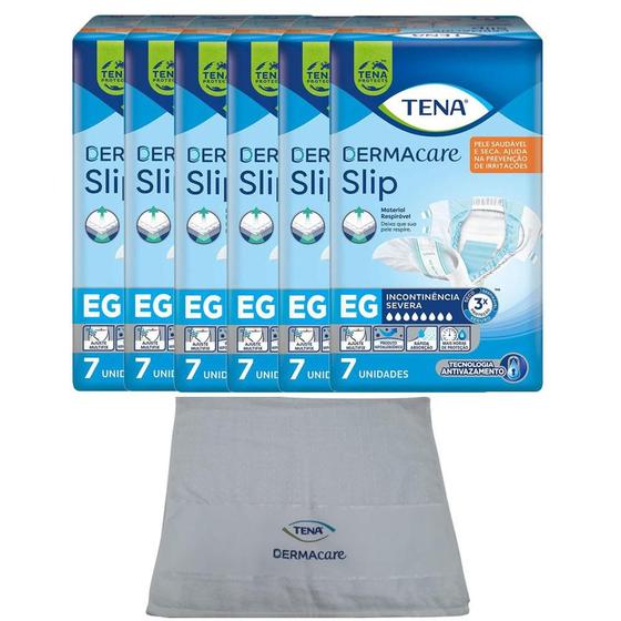 Imagem de Kit 6 Fraldas Geriátricas Tena Dermacare Slip Ultra EG com 7un + Brinde Toalha Dermcare Tena