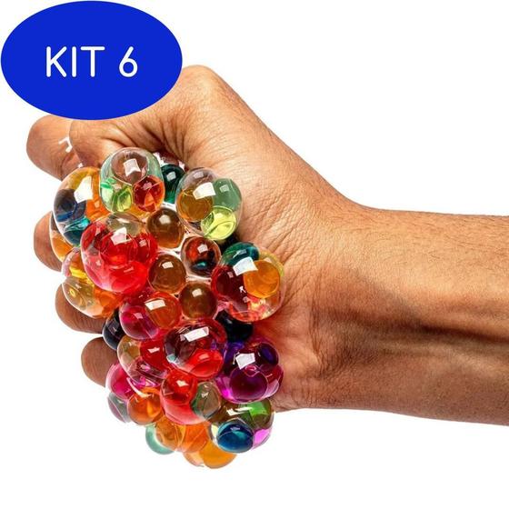 Kit 6 Fun Squishy Stress Ball Mesh Orbeez Splash Apertar Espremer