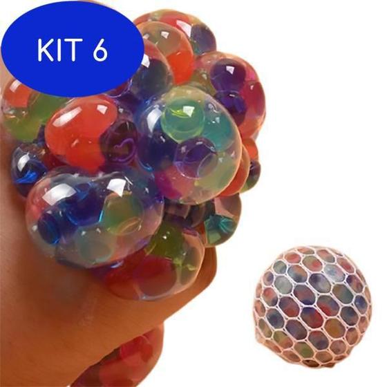Kit 6 Fun Squishy Stress Ball Mesh Orbeez Splash Apertar Espremer