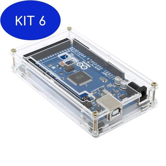 Imagem de Kit 6 Gabinete Box Case Arduino Mega 2560 R3 Acrílico Transparente