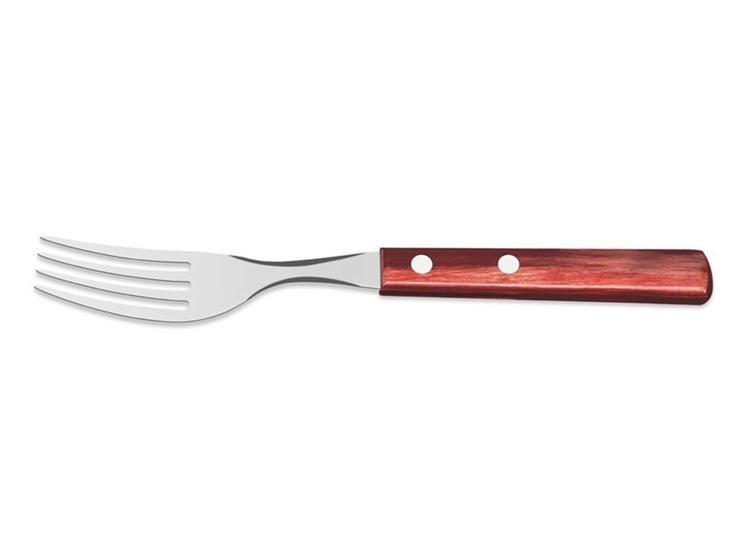 Imagem de Kit 6 garfo para sobremesa polywood vermelho lamina de aco inox e cabo de madeira tramontina