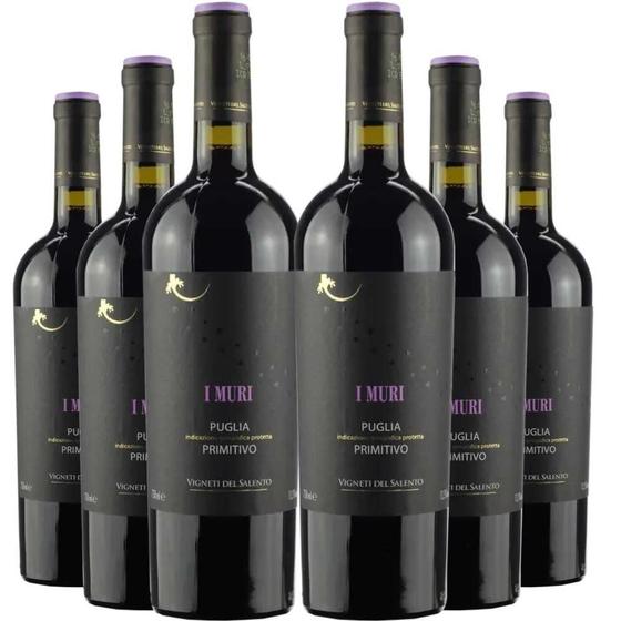 Imagem de Kit 6 Garrafas Vinho Tinto I Muri Primitivo Puglia 750ml