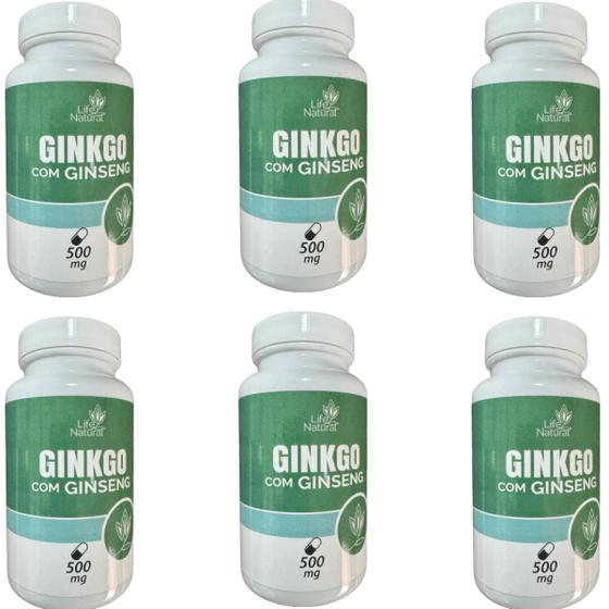 Imagem de Kit 6 Ginkgo Biloba com Ginseng - Life Natural - 60 Cápsulas