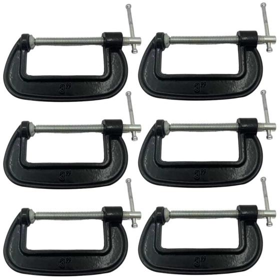 Imagem de Kit 6 Grampo Sargento Tipo C 3" - Carbografite