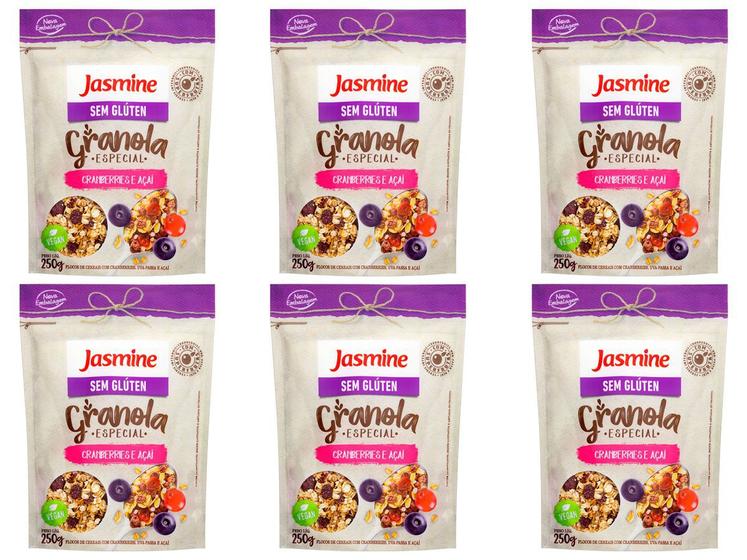 Kit 6 Granola Cranberry Açaí Sem Glúten Vegano Jasmine 250g Granola