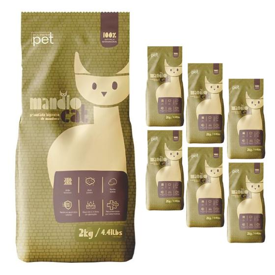 Kit 6 Granulado Higiênico de Mandioca Areia Mandiocat 2Kg Menor preço em Kit 6 Granulado Higiênico de Mandioca Areia Mandiocat 2Kg