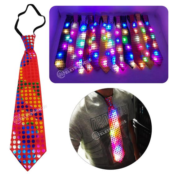 Imagem de Kit 6 Gravatas Iluminadas LED Para Balada, Discoteca, Festas de Casamento Cores Sortidas XM21381