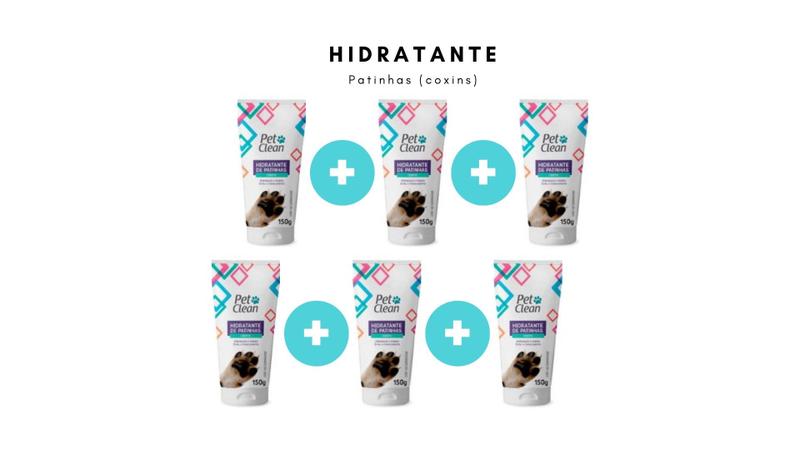 Imagem de Kit 6 Hidratante Patinhas Coxins Pet Clean Cães Gato Coelho