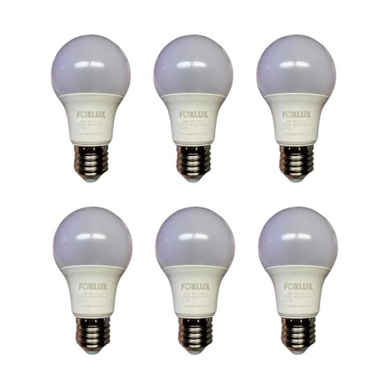 Imagem de Kit 6 Lampada Led Bulbo 9w 6500k - Foxlux