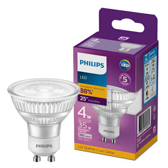 Imagem de Kit 6 Lâmpada Led Dicroica 4w 350lm Gu10 Bivolt Philips