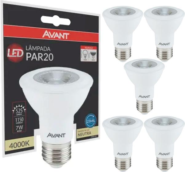 Imagem de Kit 6 Lâmpada Led Par20 7w Bivolt E27 Neutra 4000K - Avant