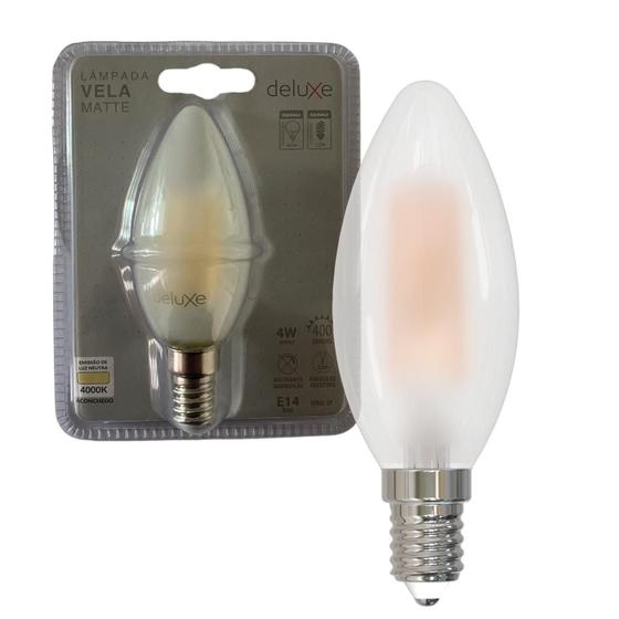 Imagem de Kit 6 Lampada Led Vela Matte Filamento 4w Branco Neutro 4000k E14