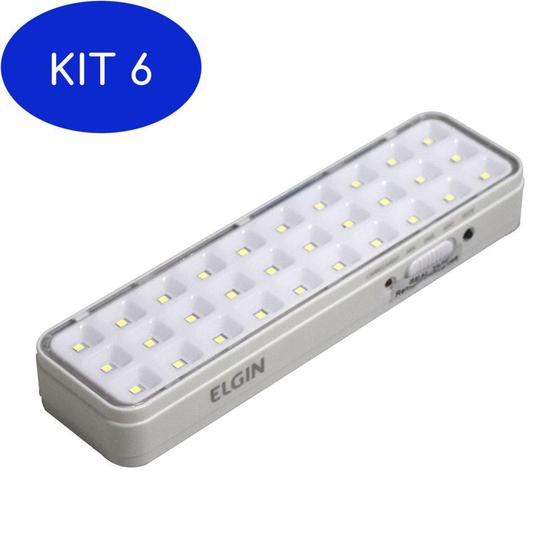 Kit 6 Lâmpada Luminária Luz De Emergência Com 30 Leds Bivolt Elgin