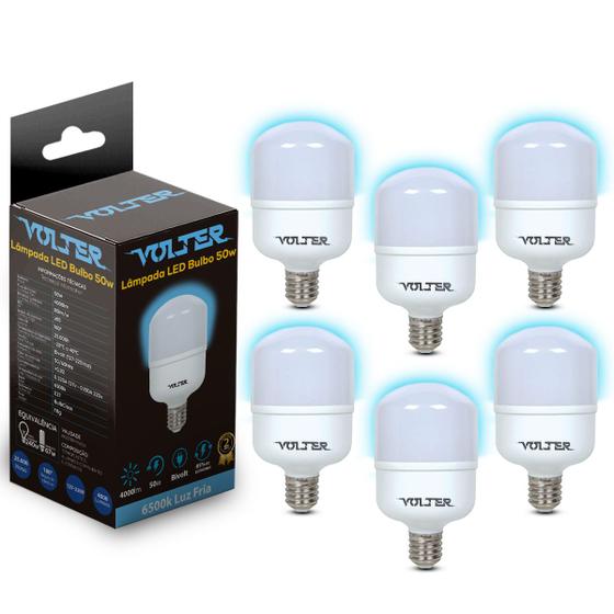 Imagem de Kit 6 Lâmpadas Led Bulbo 50w 6500k Volter Alta Potência Cor Da Luz Branco-frio 110v/220v E27 4000lm