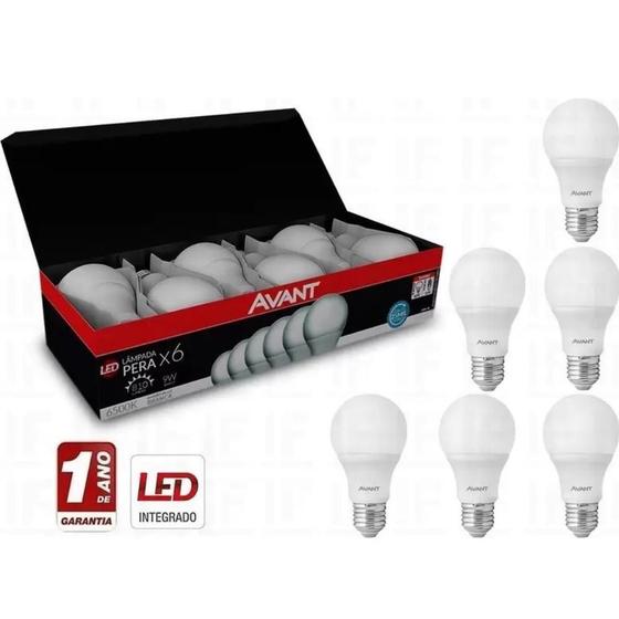 Imagem de Kit 6 Lâmpadas Led Bulbo 9W 6500K Bivolt Emissão De Luz Branca Avant