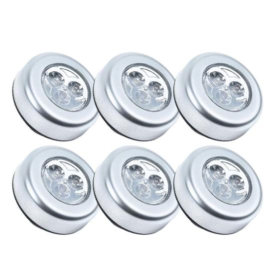 Imagem de Kit 6 Lâmpadas Luminárias Adesivo Colante Toque Sem Fio Led