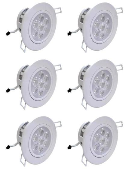 Imagem de Kit 6 Lâmpadas Spot Led 7W Embutir Redonda Bco Quente Bivolt