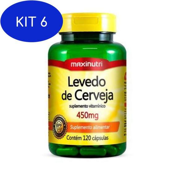 Kit 6 Levedo De Cerveja 450Mg 120 Cápsulas Menor preço em Kit 6 Levedo De Cerveja 450Mg 120 Cápsulas