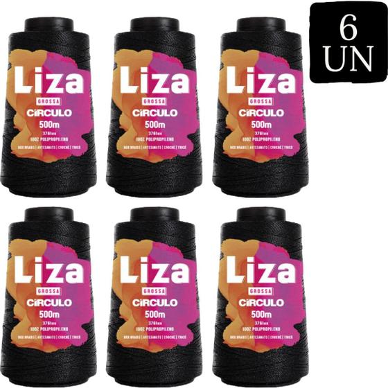 Imagem de Kit 6 Linha Liza Grossa Preta 500 Metros Fio N 2 Círculo Trança de Cabelo, Box Braids e Crochê