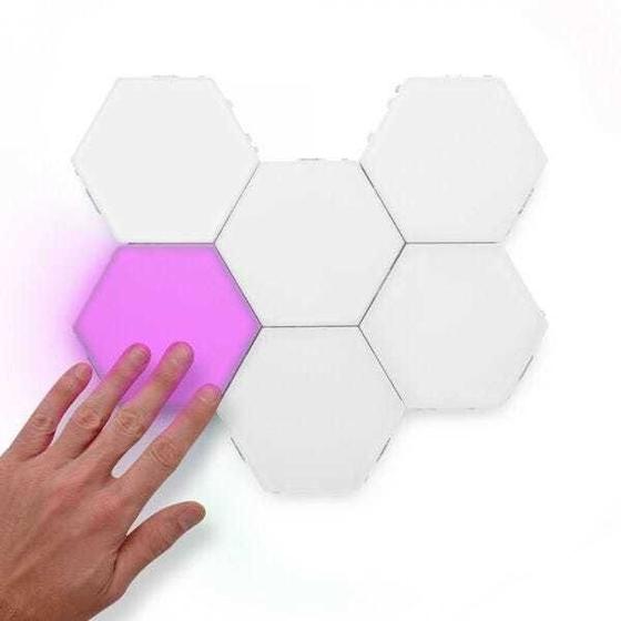 Imagem de Kit 6 Luminárias Decoração Led Colmeia Rgb Controle Remoto