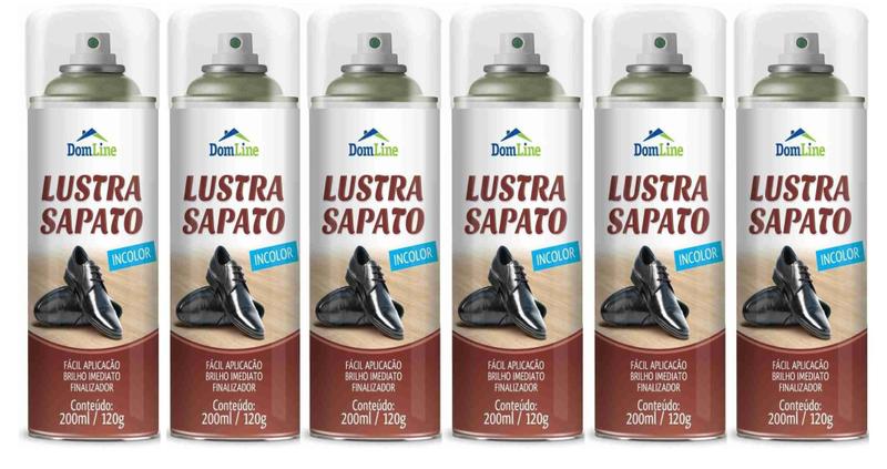Imagem de kit 6 Lustra Sapato Incolor Domline Spray 200ml