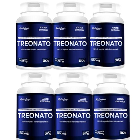 Kit 6 Magnesio Treonato 360 Cápsulas treonato MEDINFARM 500Mg Memoria Menor preço em Kit 6 Magnesio Treonato 360 Cápsulas treonato MEDINFARM 500Mg Memoria