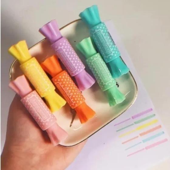 Imagem de Kit 6 Marca Texto Com Duas Pontas Sweet Candy