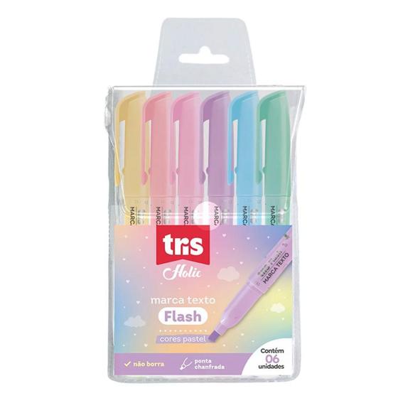 Imagem de Kit 6 Marca Texto Flash Holic Dreamy Cores Pastel Tris