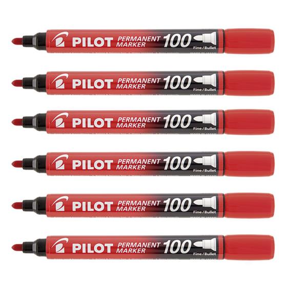 Imagem de Kit 6 Marcador Permanente PILOT SCA-100 Ponta Redonda Bullet