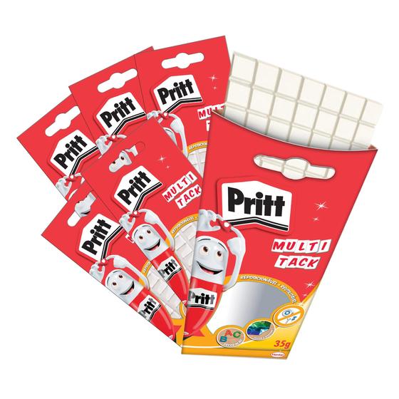 Imagem de Kit 6 Massa Adesiva Reutilizável Para Fixação Papel Cartaz Multi Tack 35g Pritt 