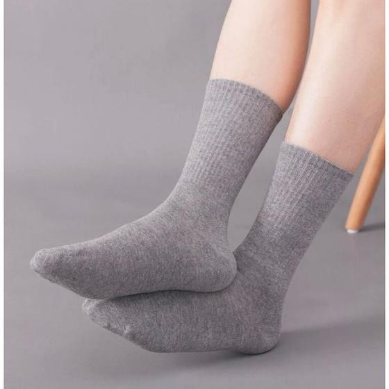 Imagem de Kit 6 meias feminina cano alto algodão moda barata