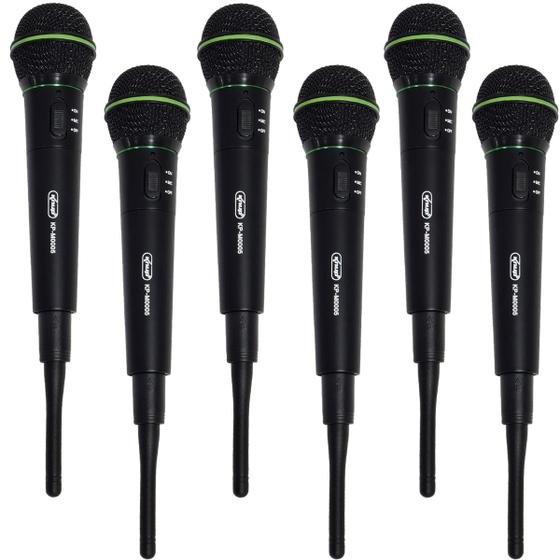 Imagem de Kit 6 Microfones sem Fio Profissional Wireless P10 para Karaokê e Caixa de Som Knup KP-M0005 Preto