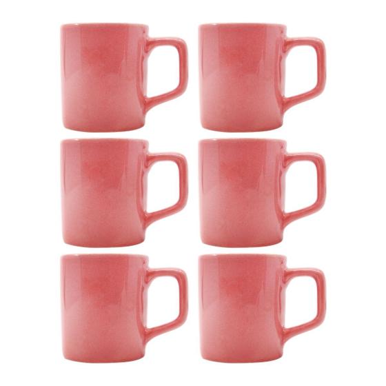 Imagem de kit 6 Mini Canecas Chá 80mL Xícaras Rosa Café Expresso
