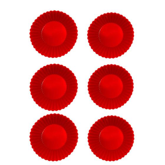 Imagem de Kit 6 Mini Formas de Silicone Cupcake Bolo Empadas Vermelhas
