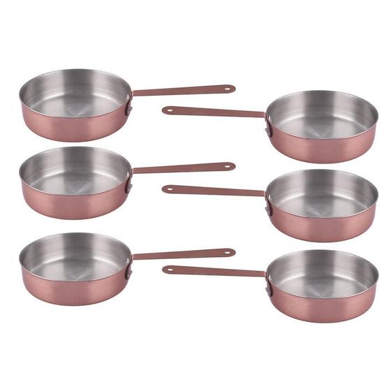 Imagem de Kit 6 Mini Frigideira Inox Servir Decorar Panelinha 13,5Cm