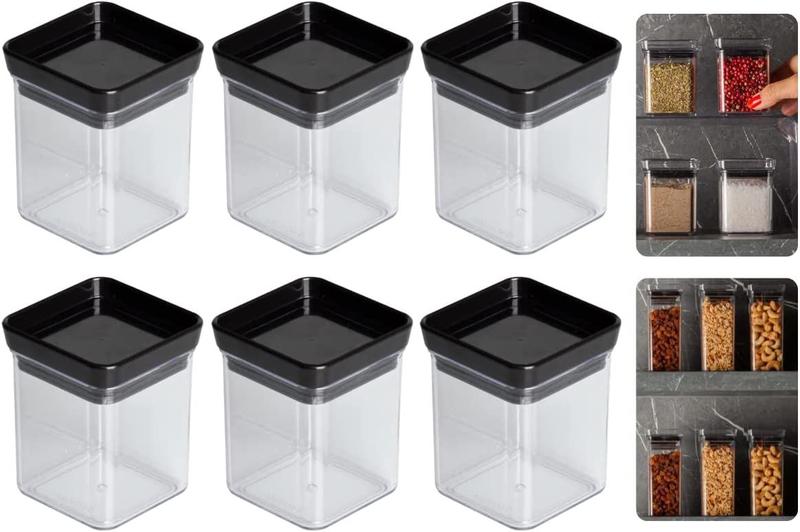 Imagem de Kit 6 Mini Potes Hermético Empilhável Cozinha Temperos 180 ml, Paramount Cor:Preto