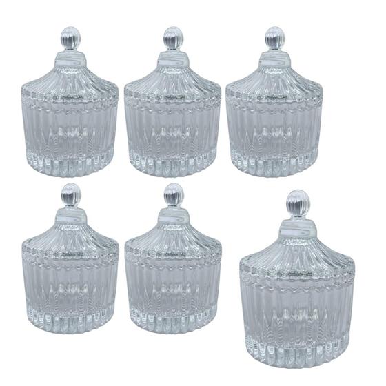 Imagem de Kit 6 Mini Potiche Pote Bomboniere Baleiro de Vidro Velas Lembrancinha Decorativo