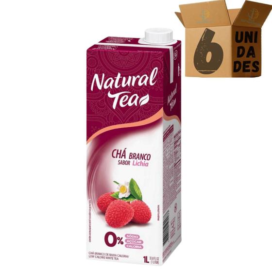 Imagem de Kit 6 Natural Tea Chá Branco Sabor Lichia 1 L